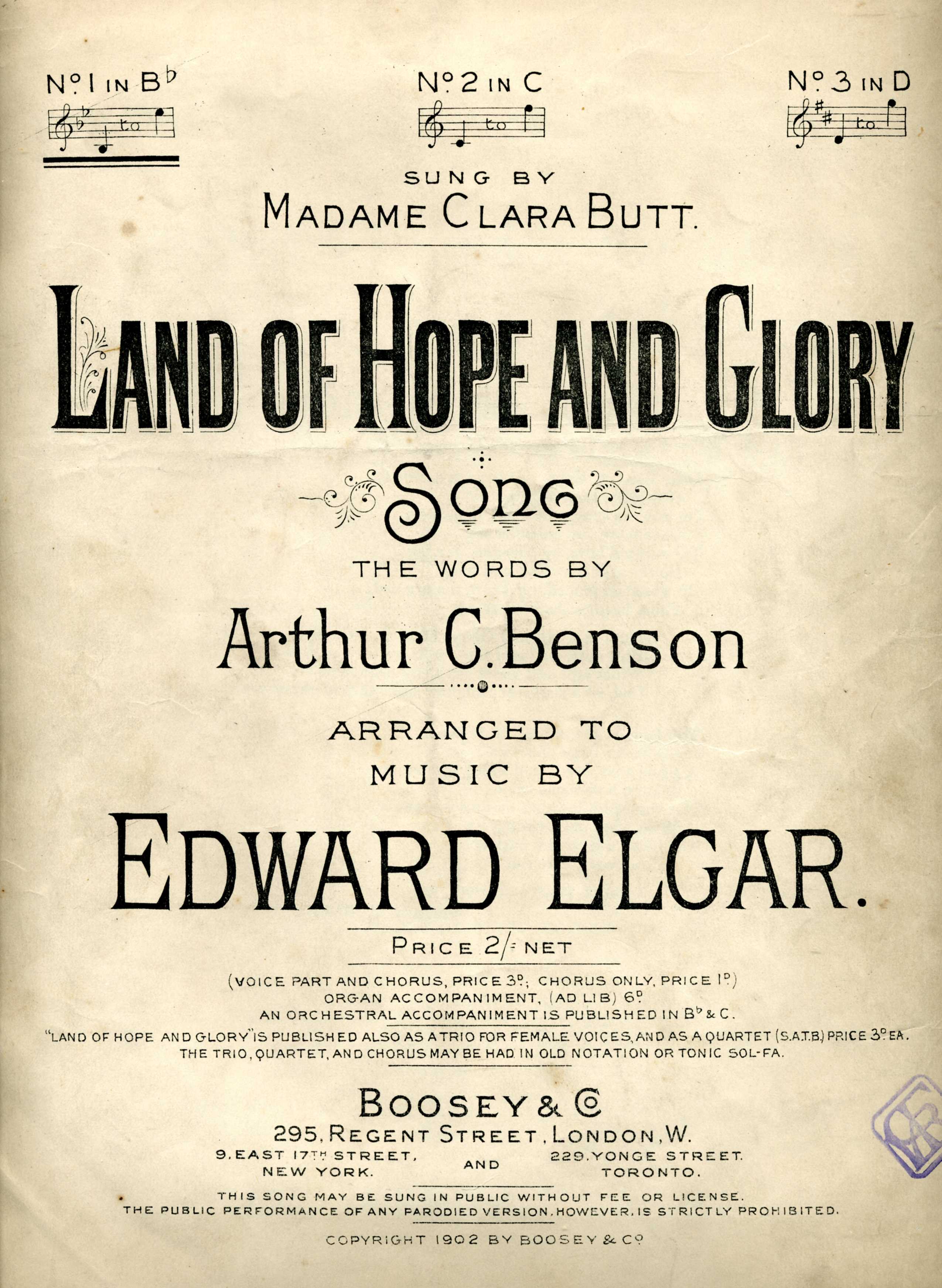 Land of Hope and Glory by Elgar song cover 1902